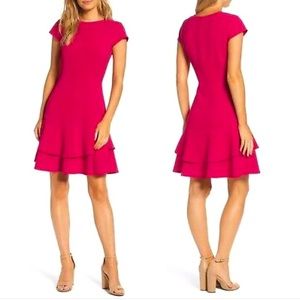 Eliza J cap sleeve dress with ruffle skirt